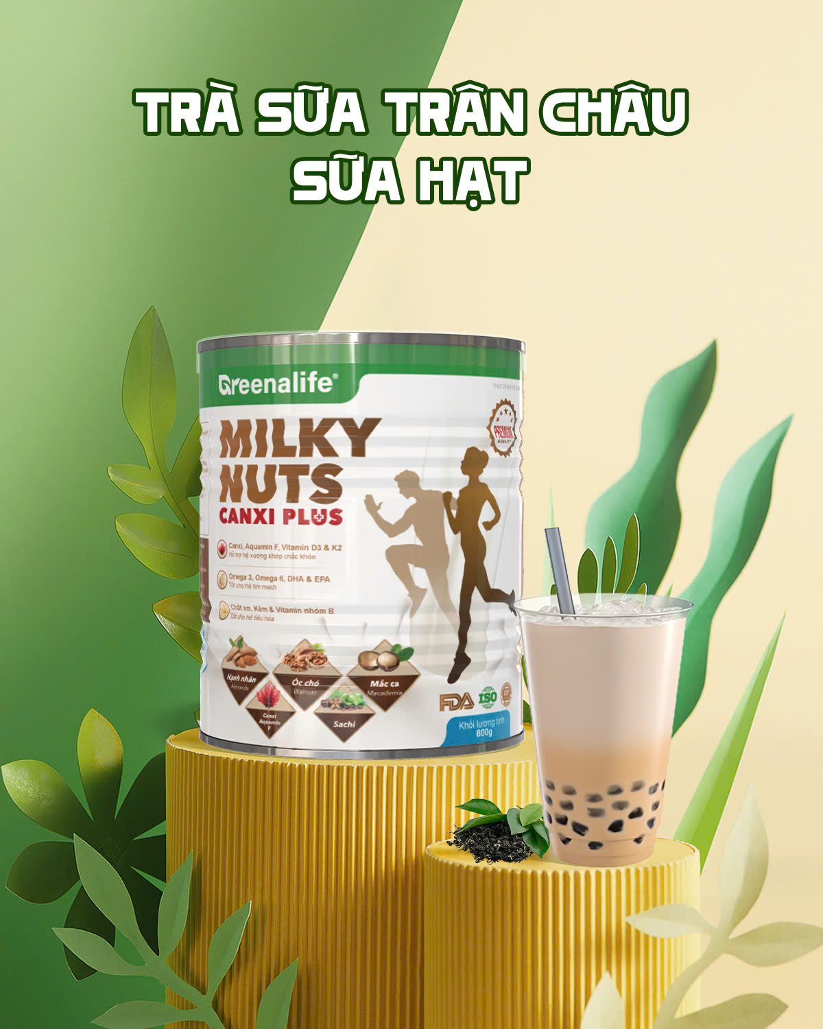 Sữa Hạt Dinh Dưỡng Canxi Plus Milky Nuts Greenalife - Hỗ Trợ Xương Khớp Chắc Khoẻ, Lợi Sữa Cho Mẹ Bầu, Sau Sinh, Dinh Dưỡng Cho Người Tiểu Đường, Người Già, Ăn chay, Ăn Kiêng, Giảm Cân, Eat Clean, Healthy
