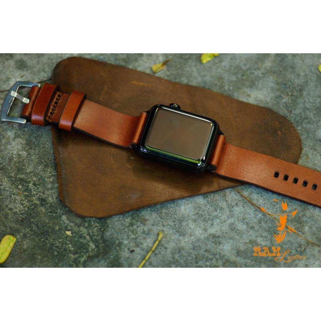 DÂY APPLE WATCH DA BÒ NÂU ĐỎ – RAM SIMPLE 3-ĐỦ SIZE APPLE WATCH 38/40, 42/44