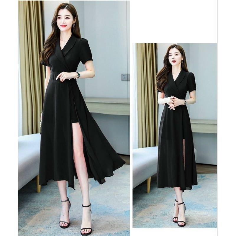 ĐẦM XÒE CỔ VEST XẺ TÀ