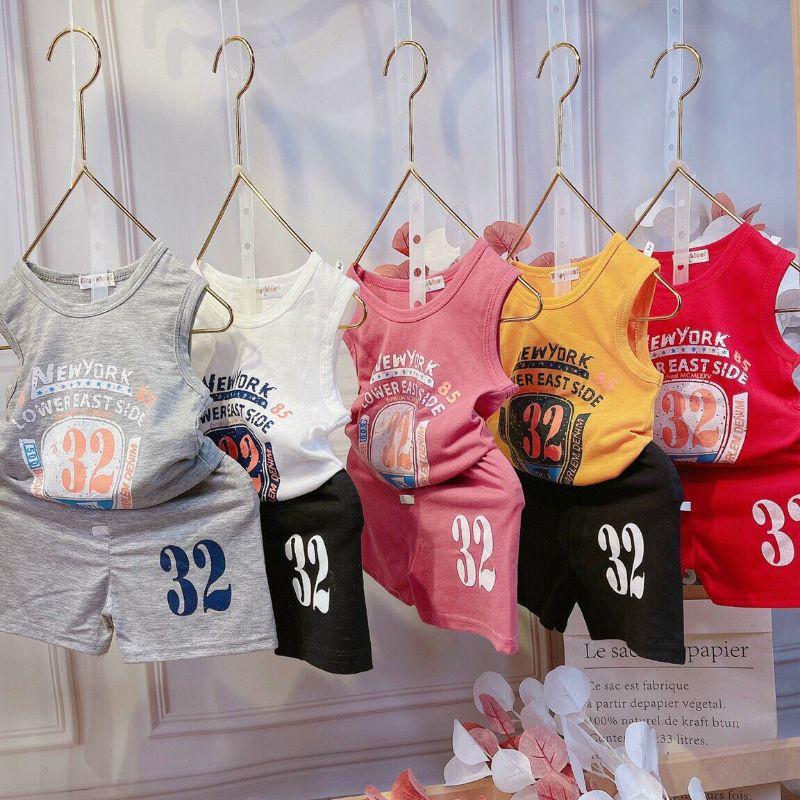 Bộ sát nách bé trai bé gái in số,vải cotton 4 chiều, đồ bộ trẻ em đẹp cho bé từ 7-20kg giá r