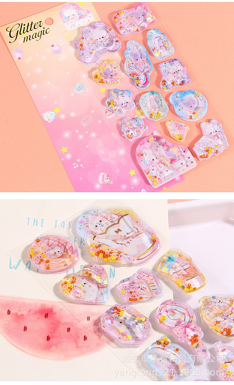 Sticker 3D YT-ND-001 9x20,5cm trong suốt sequin lấp lánh - nhiều mẫu