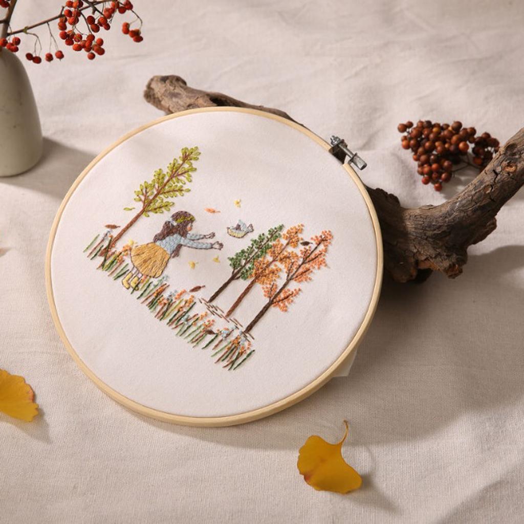 Stamped Embroidery Kit For Beginner Colorful Life Pattern DIY Home Decor 1