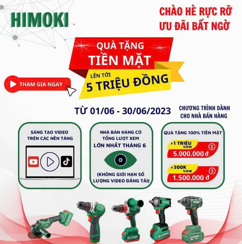 HÀNG CAO CẤP - Máy khoan từ HIMOKI AUTO LOCK 3 chức năng , có búa , sử dụng động cơ không chổi than -Siêu khỏe