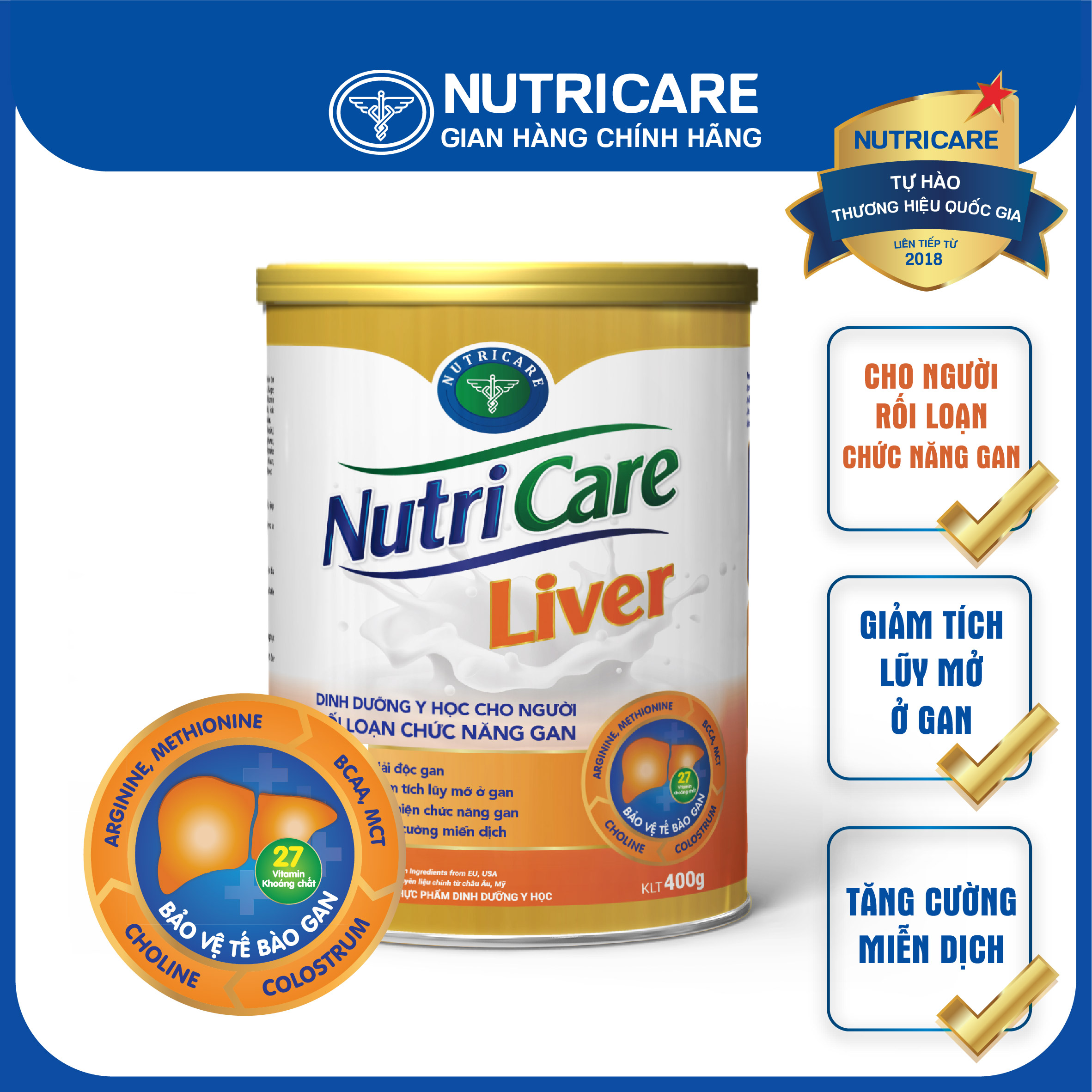 Sữa bột Nutricare Liver cho người rối loạn chức năng gan 400g