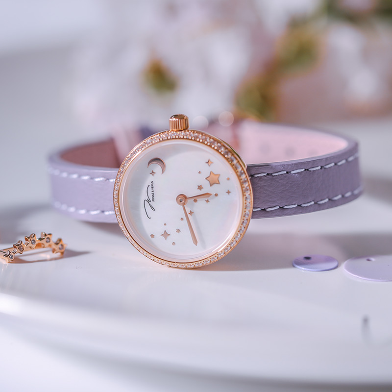 Đồng hồ đeo tay nữ hiệu JONAS &amp; VERUS L25.10.PWLED , Máy Pin (Quartz), Kính Sapphire chống trầy xước, Dây da Italy