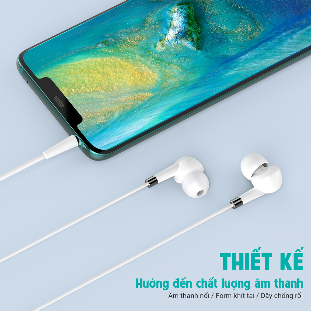 Tai nghe có dây JUYUPU M3 cao cấp jack 3.5mm nhét tai chống ồn dành cho iPhone Samsung OPPO VIVO HUAWEI XIAOMI - HÀNG CHÍNH HÃNG