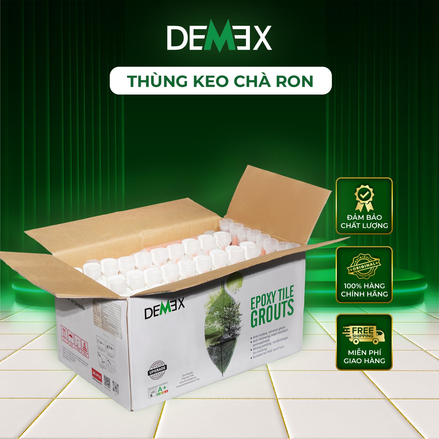 Thùng Keo Chà Ron 2 Thành Phần - Keo Chít Mạch Chống Thấm, Không Chứa Chất Gây Ung Thư
