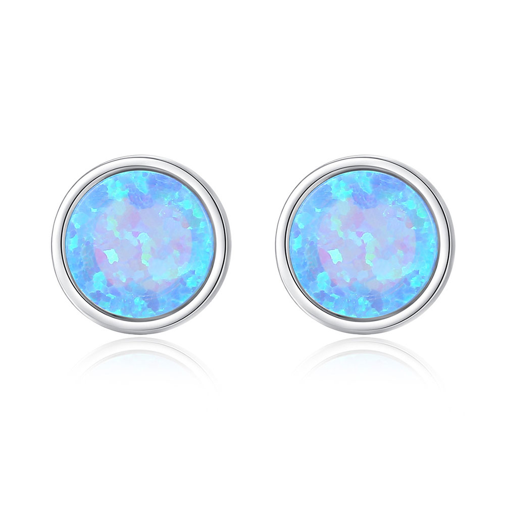Bông Tai Nữ Bạc Đính Đá Opal Xanh , Bông Tai Bạc Nữ Đính Đá Nhỏ Xinh, Khuyên Nụ Bạc Nữ Đính Đá Thời Trang - B2707 - Bảo Ngọc Jewelry