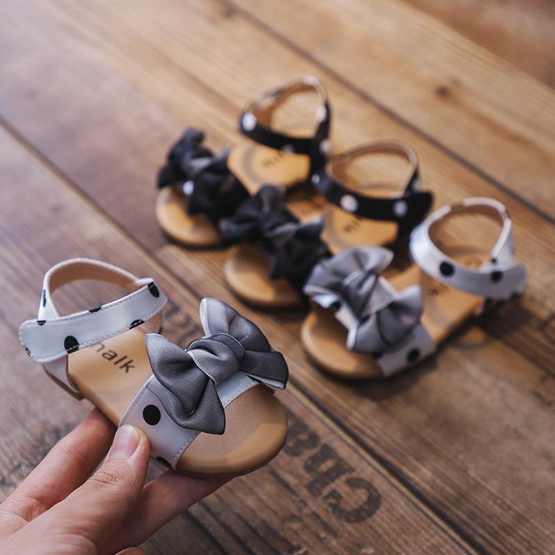 Dép sandal cao cấp bé gái đế mềm đính nơ xinh xắn size 15-30