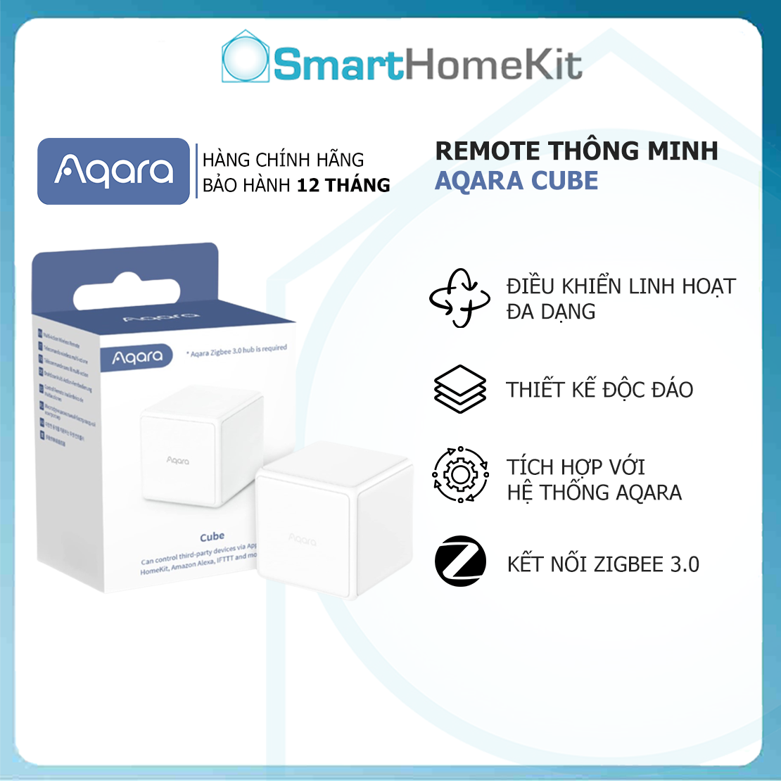 [Quốc Tế] Cảm biến ngữ cảnh thông minh hình khối Aqara Cube MFKZQ01LM - kết nối Zigbee - Hàng Chính Hãng