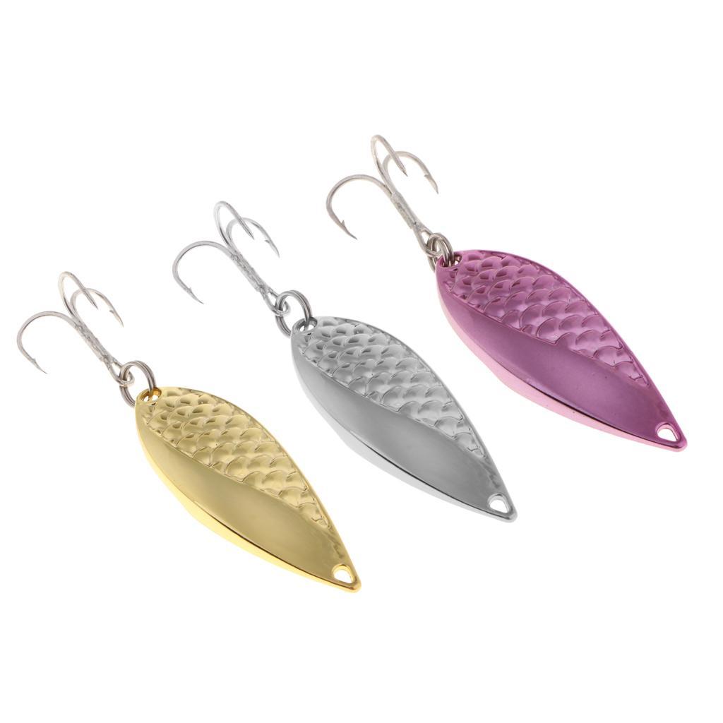 Metal Spoon Fishing Lures 15g Salmon Bass Baits Treble Hook Fishing Tackle