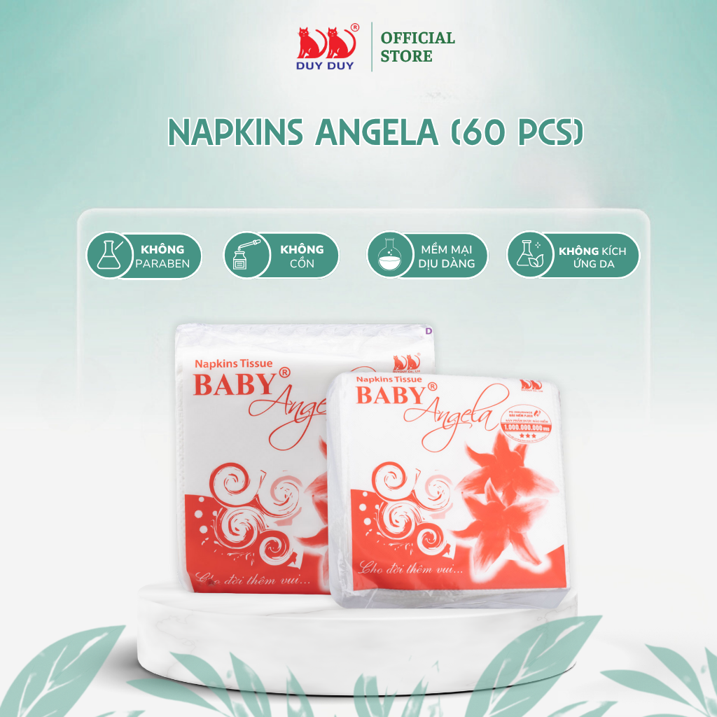 Combo 10 gói Giấy ăn Angela 100% bột giấy 60 tờ (31x31cm) lụa mềm siêu dai