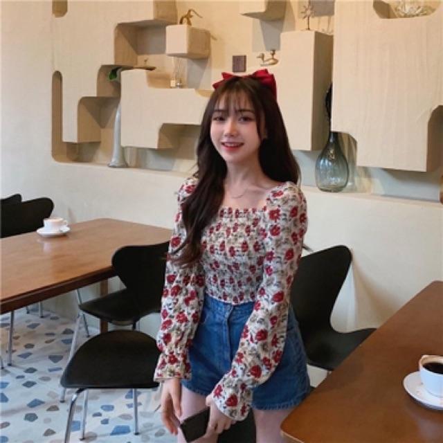 ÁO TRỄ VAI HOA BO THUN