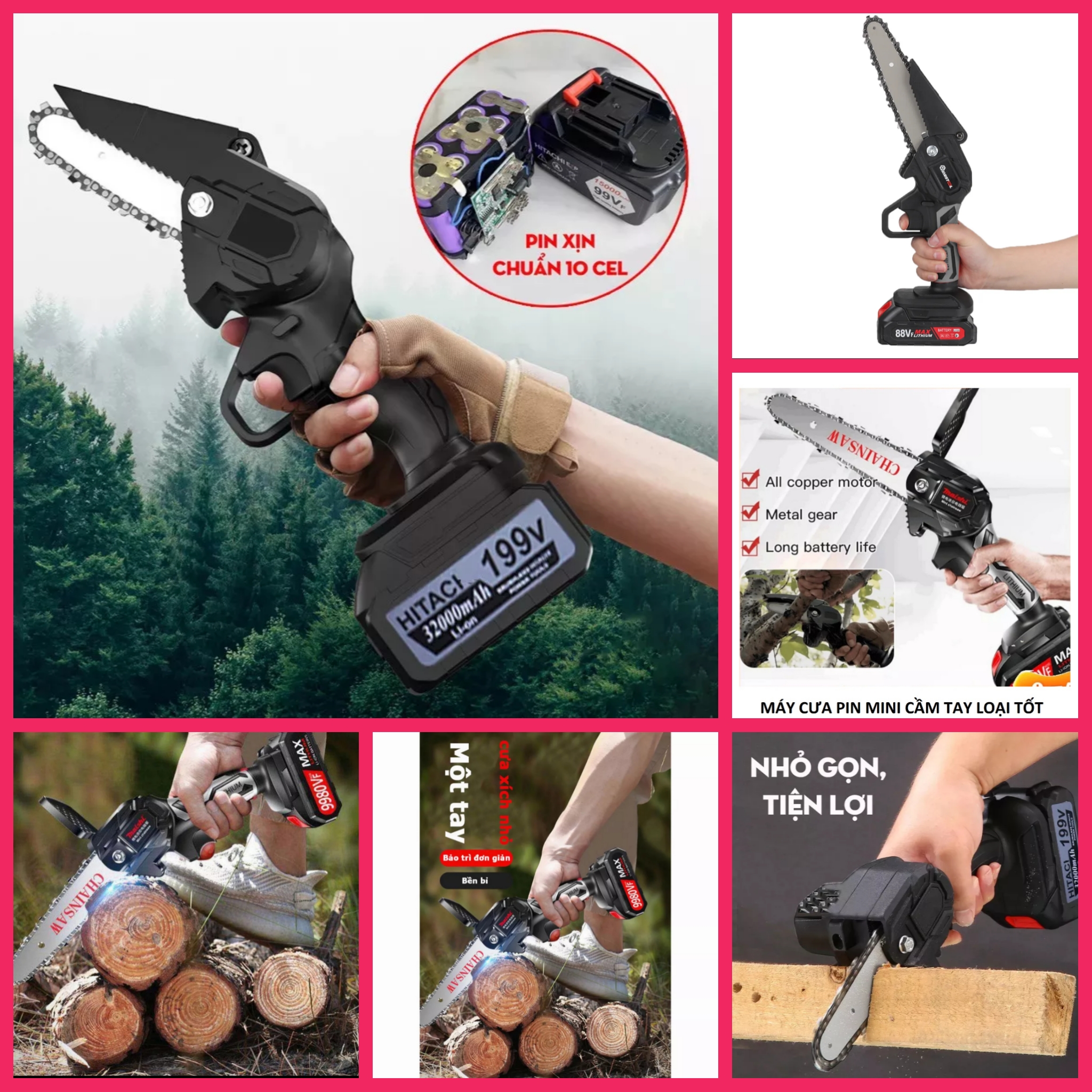 1 MÁY CƯA GỖ CƯA CÂY CẮT CÀNH ĐA NĂNG SỬ DỤNG PIN TIỆN DỤNG HÀNG CHUẨN