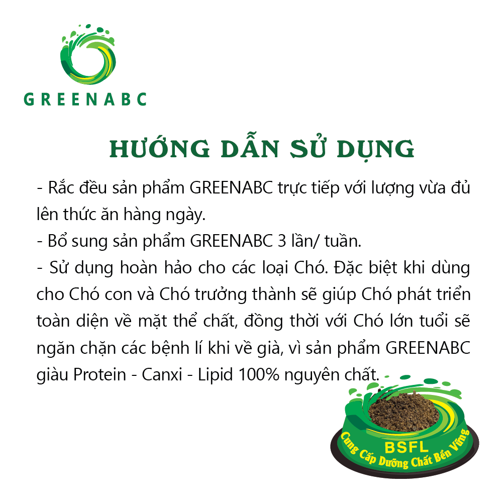 Thức ăn cho Chó GREENABC - Bột bổ sung đủ dinh dưỡng protein 44.9%, canxi 1.33%, lipid 20.1% giúp tiêu hóa tốt, tăng đề kháng, lông mượt - Hộp 200g