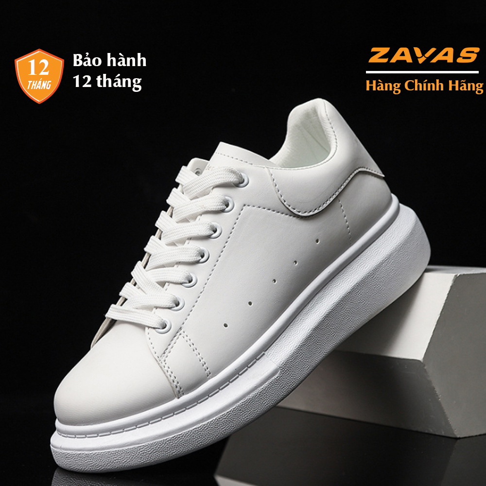 Giày thể thao sneaker nam màu trắng bằng da không tróc thương hiệu ZAVAS - S387 - Hàng chính hãng