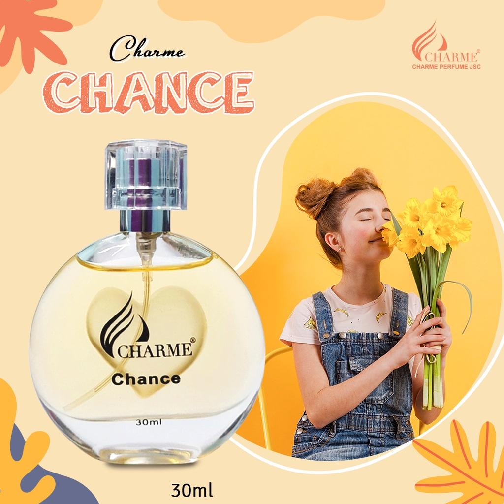 Nước hoa nữ thơm lâu, Charme Chance, mùi hương vani, mang phong cách nữ tính, gợi cảm, lưu hương lâu, 30ml