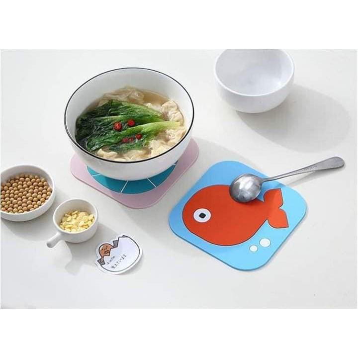 Tấm lót nồi lót cốc silicon hoạt hình siêu cute