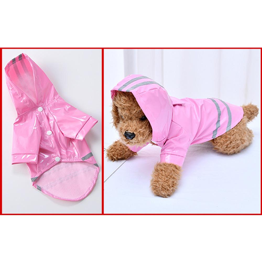 Pet Dog Reflective Raincoat Dog Rain Jacket With Hood Dog Rain Poncho 100% Waterproof Grey Reflective Stripe for Pet