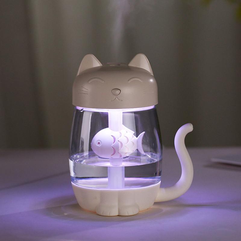 350ML Mèo USB Tạo Độ Ẩm Không Khí Mini Tinh Máy Khuếch Tán Tinh Dầu Di Động Nhà Humidificador Phun Sương Tạo Ấm Đèn