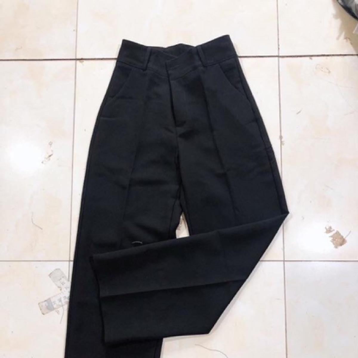 Quần ống rộng nữ cúc trước 1 khuy 100% xịn đẹp vải tuyết mưa chuẩn mốt alohashop