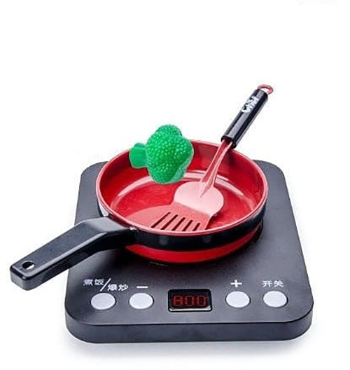 Bộ đồ chơi nấu ăn màu đỏ cao cấp phiên bản giới hạn có nhạc, đèn cho búp bê kèm thức ăn, rau củ