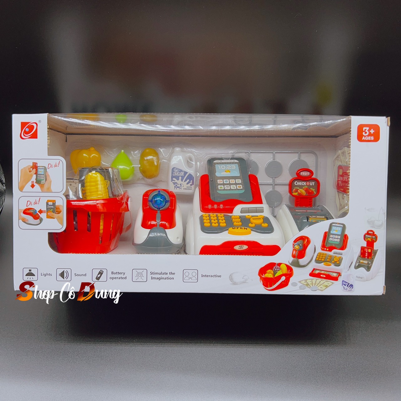 Đồ chơi cho bé, máy tính tiền siêu thị đồ chơi 668 - 122 có đồ quẹt thẻ và máy quét - Quà tặng ý nghĩa cho bé