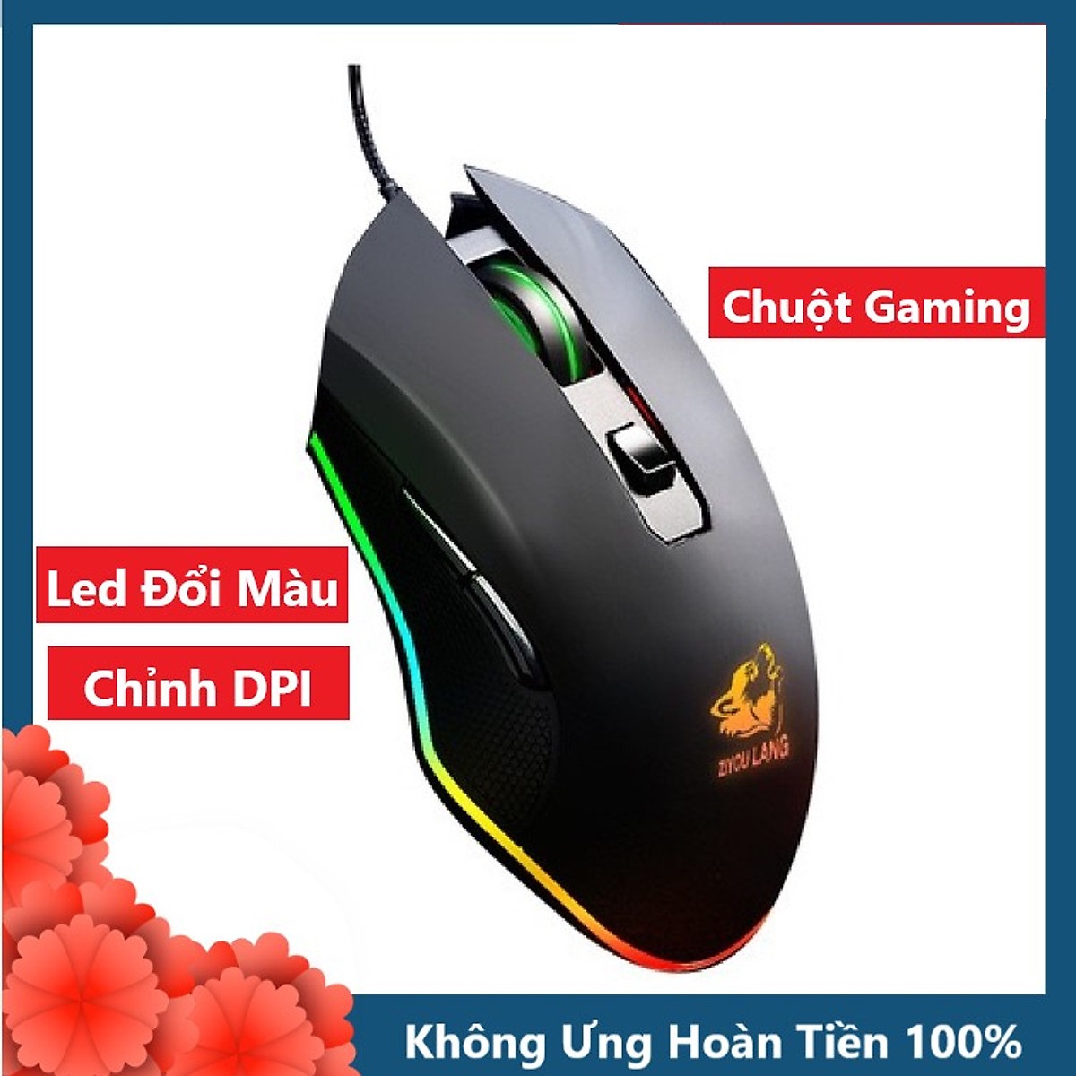 Chuột Chơi Game Vinetteam ZIYOU LANG V1 Led RGB 16 Triệu Màu Chơi Game Tự Động Đổi Màu Cực Đẹp - Hàng Chính Hãng