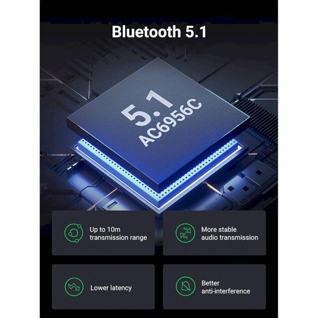 Ugreen UG60300CM523TK v5.1 Màu Đen Bộ Thu - Phát Transmitter - Receiver 2 in 1 Bluetooth không dây USB tích hợp Micrô 3.5mm - HÀNG CHÍNH HÃNG