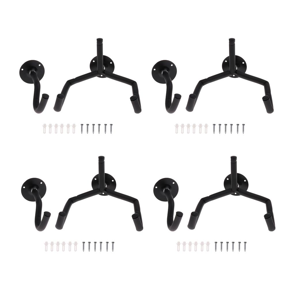 4x Metal Horizontal Guitar Bass Banjo Wall Hanger Stand Slatwall DIY Black