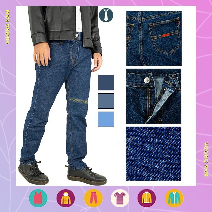 Quần jean nam chất bò trung niên ống suông trơn đẹp cao cấp big size