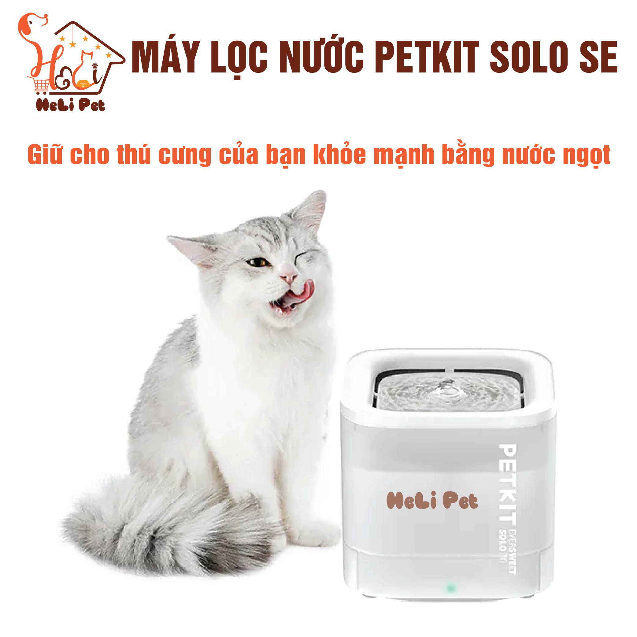 Máy Lọc Nước Cho Mèo Thông Minh, Bơm Không Dây Petkit EVERSWEET SOLO SE - BH 12 Tháng 1 Đổi 1 - HeLiPet