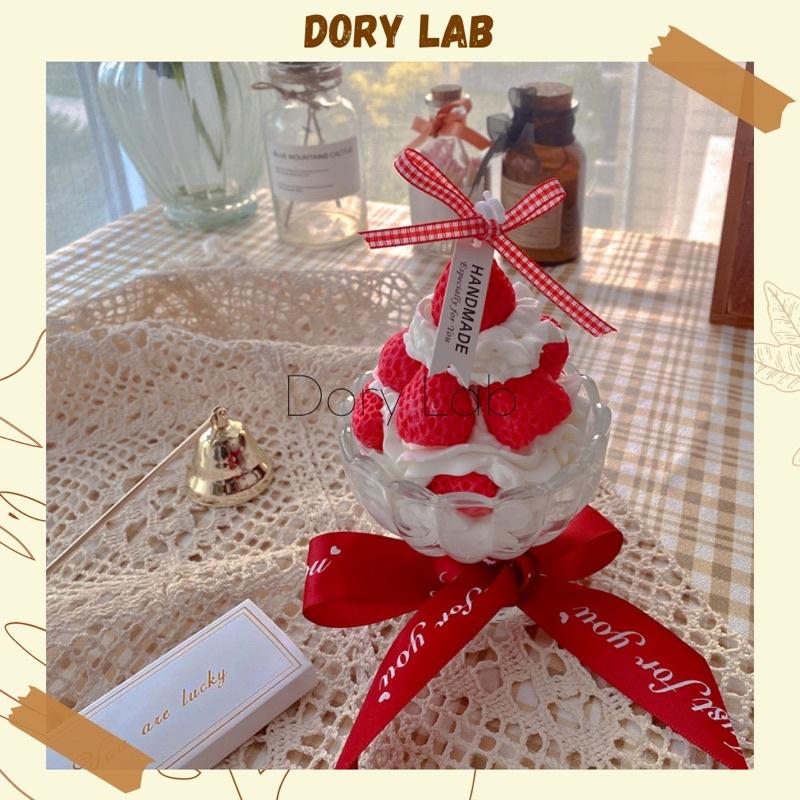 Nến Thơm Ly Kem Dâu Tây Độc Đáo Handmade, Quà Tặng Ý Nghĩa - Dory Lab