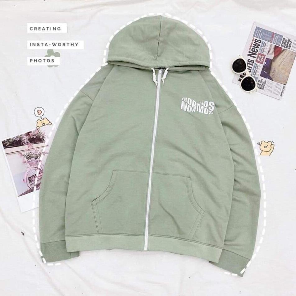 Áo Khoác Hoodie Chống Rét dành cho nam cho nữ in hình Normos, Form Rộng có dây kéo có 2 Màu Kiểu Unisex