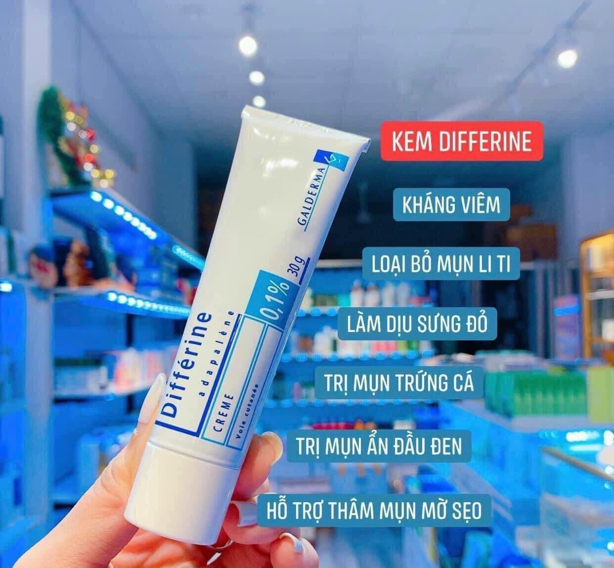 Kem hỗ trợ giảm mụn Differin Cream 0.1% Adapalene tuýp 30 gram(Hàng nội địa Pháp)