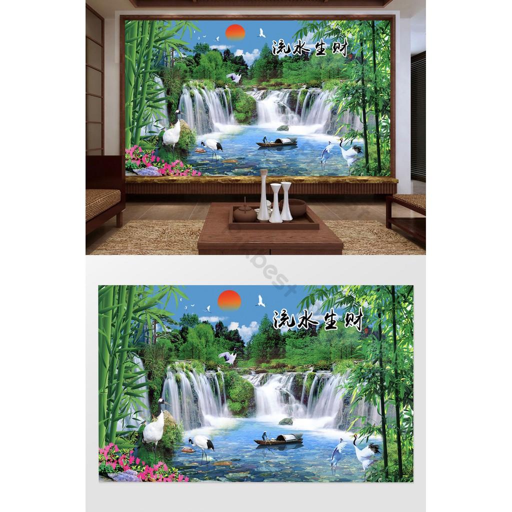 Tranh dán tường Tranh 3d dán tường phong thủy phòng khách phòng ngủ hiện đại 04