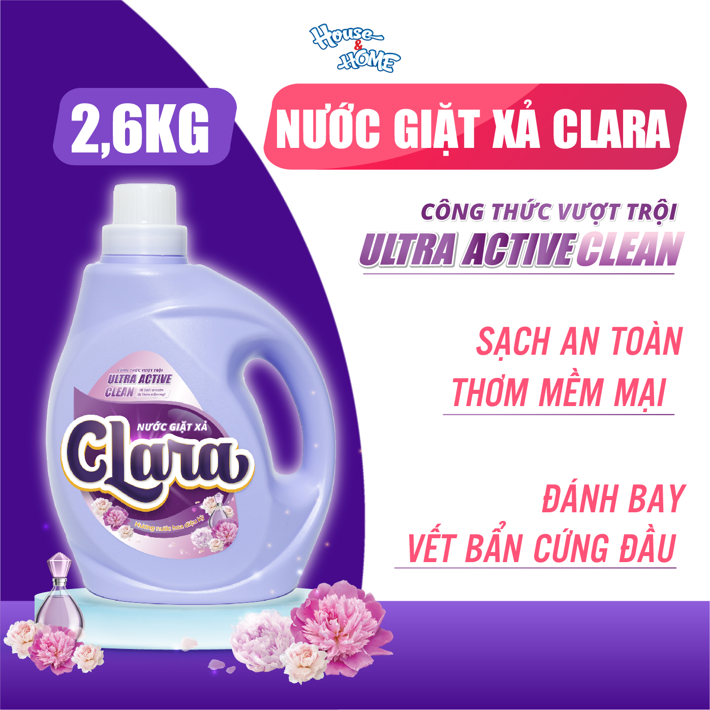 Nước giặt xả Clara hương nước hoa can 2,6kg