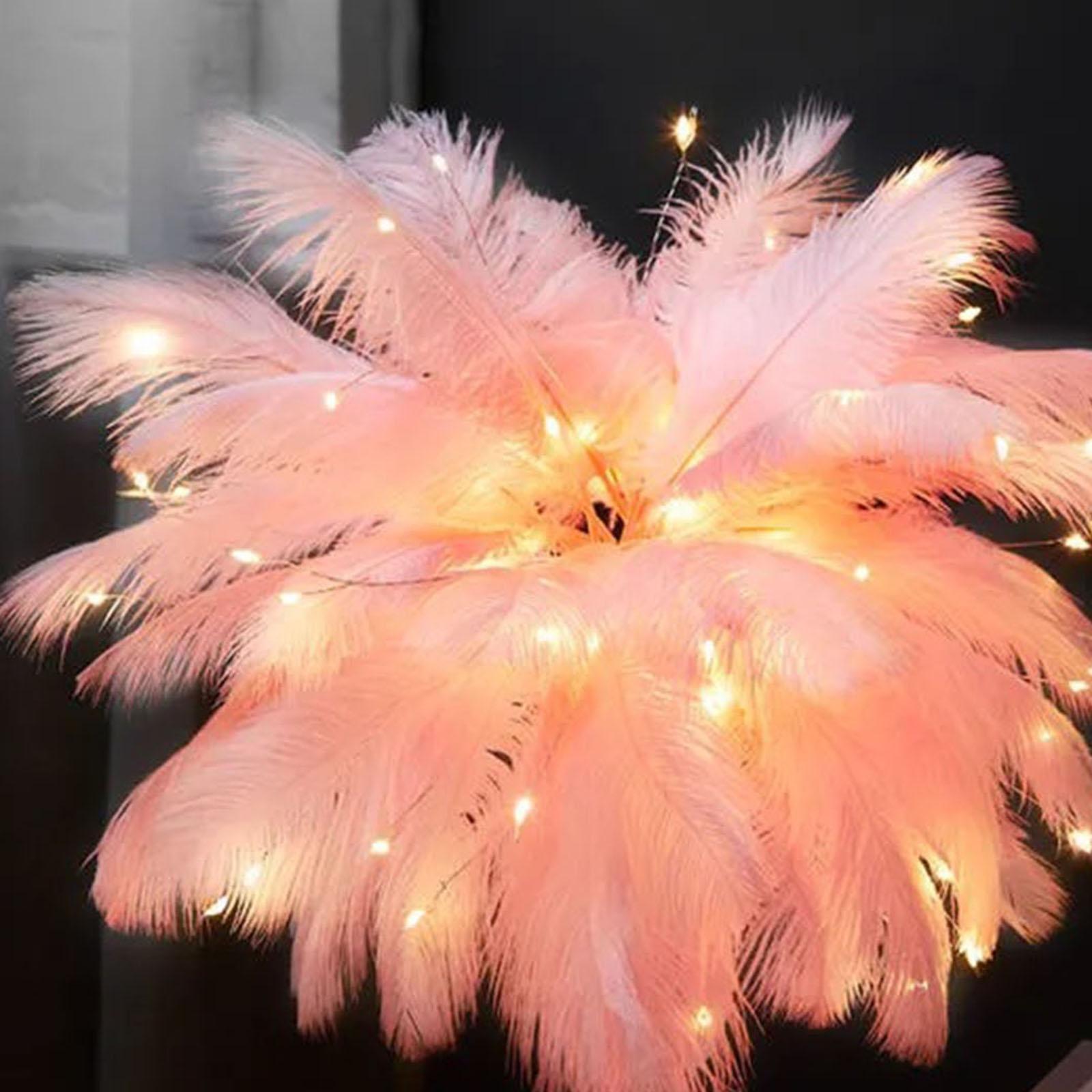 Feather Table Lamp  Nightlight Bedroom Hallway Sconces Decor Pink