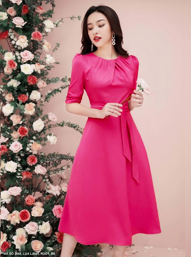 ĐẦM XÒE TAY LỞ THẮT NƠ EO