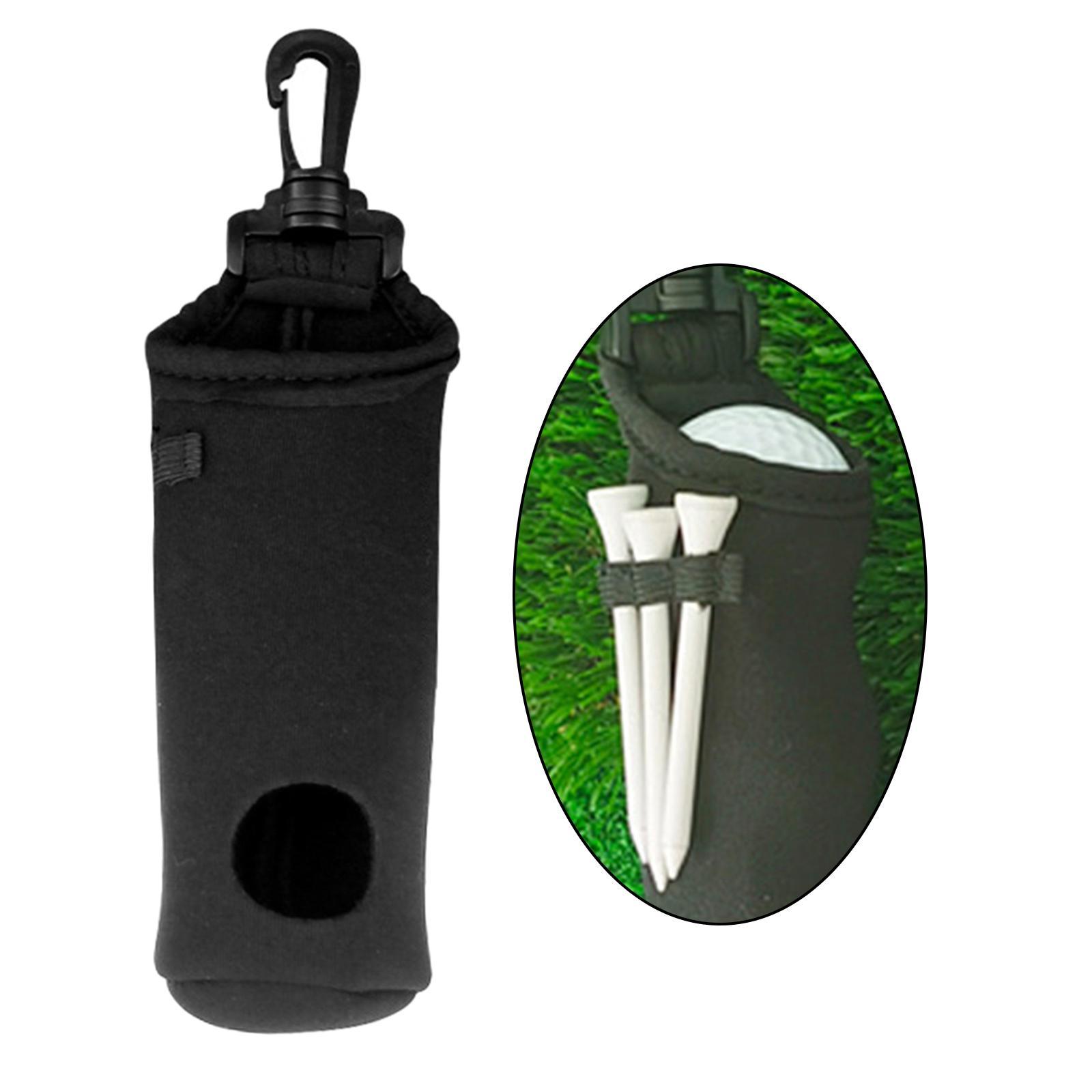 Golf Ball with Hook for 3 Golf Ball 3 Tees Waist Pouch Black Bag