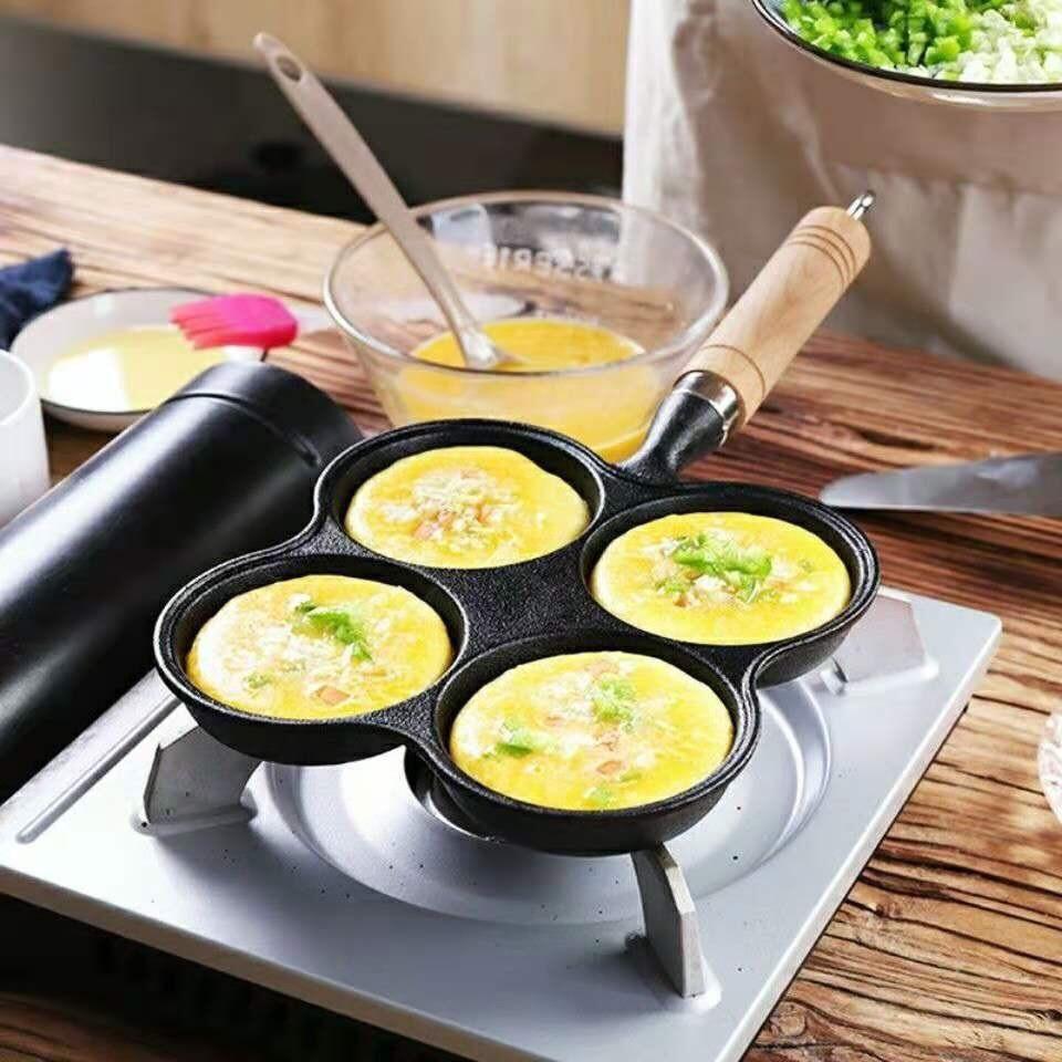Chảo Chiên Trứng, Làm Bánh 4 Ngăn Chống Dính - Tay Cầm Gỗ Cách Nhiệt, Đá Maifan Siêu Bền, Dễ Dàng vệ Sinh Sạch Sẽ 5.0