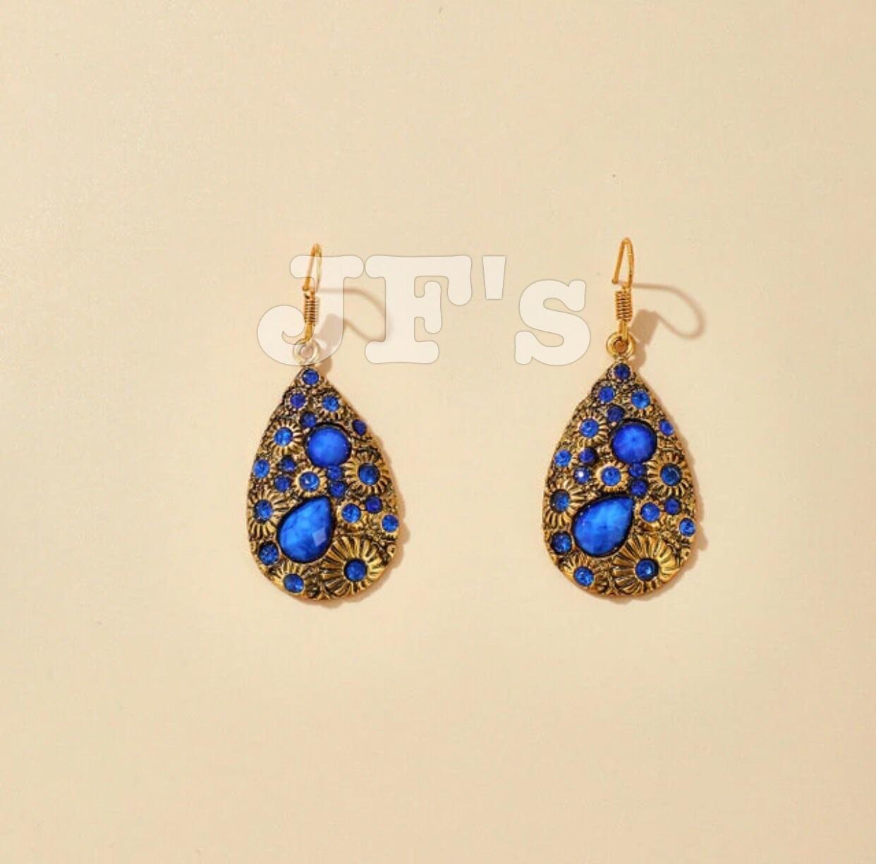 Hoa tai thả hình giọt nước chạm khắc hoạ tiết hoa hướng dương, bông tai nữ bohemian