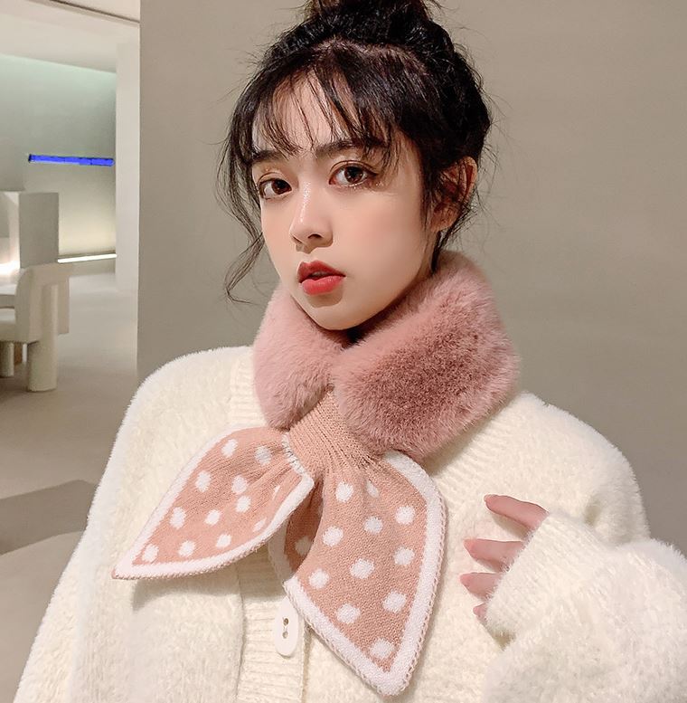 Khăn Quàng Cổ Lông Thỏ Buộc Nơ siêu xinh