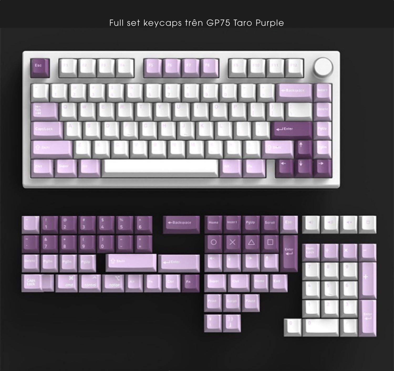 Bàn phím cơ FL-Esports GP75CPM Taro Purple - Hàng chính hãng