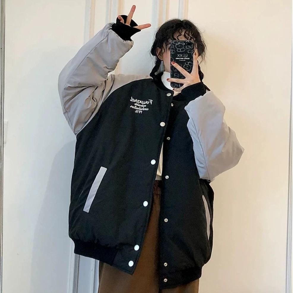 Áo khoác bomber phao nam nữ MEANSTORE Jacket oversize form rộng Khoác gió phong cách Hàn Quốc