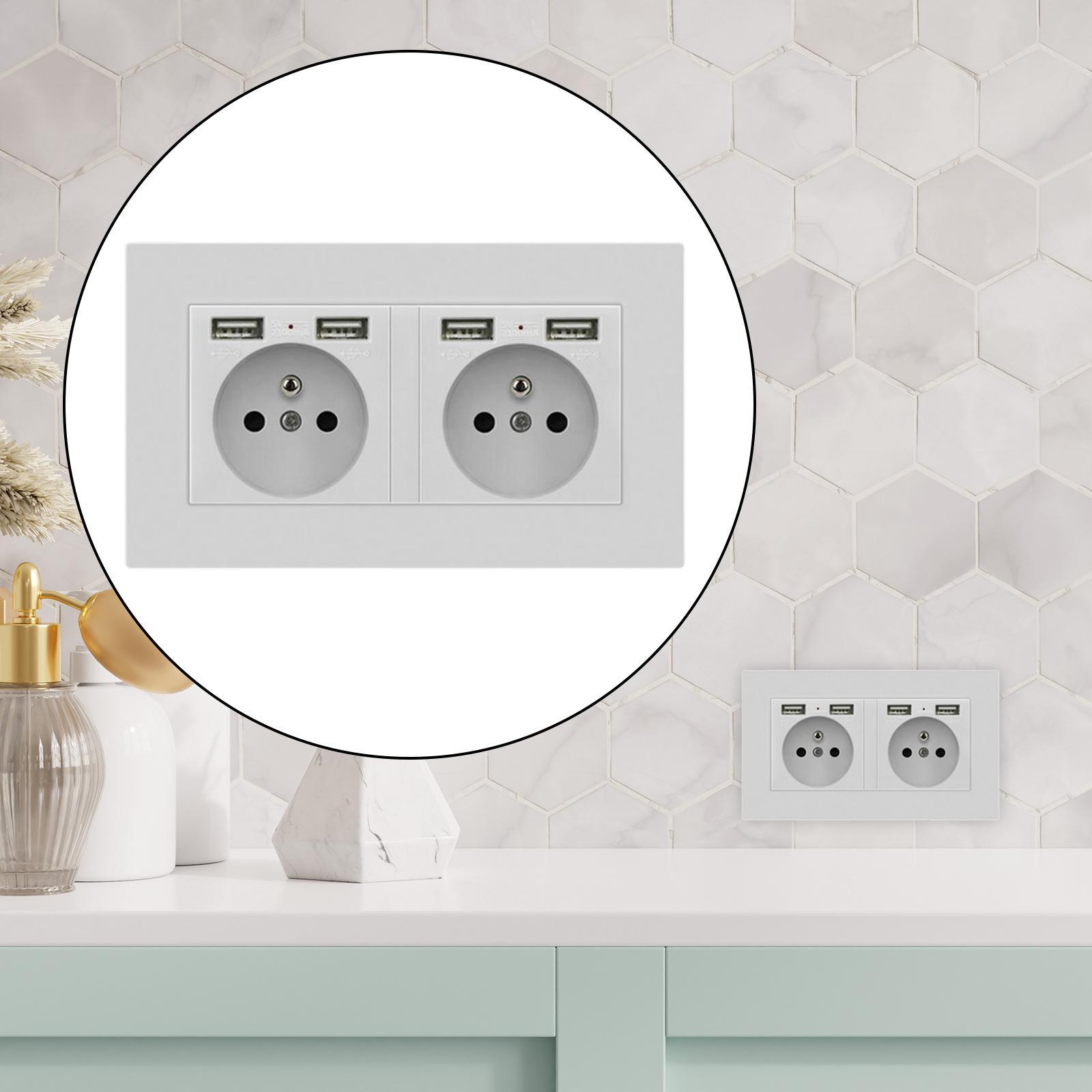 Wall Socket with USB Port Panel Power Outlets EU Plug for Office Restaurant