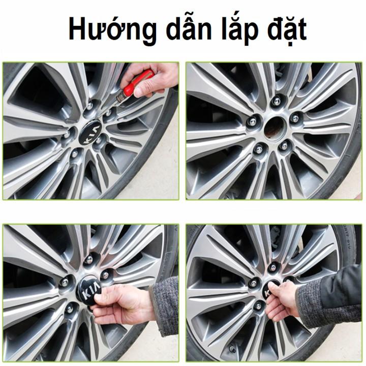 Logo chụp mâm, ốp lazang bánh xe ô tô Kia, đường kính 58mm