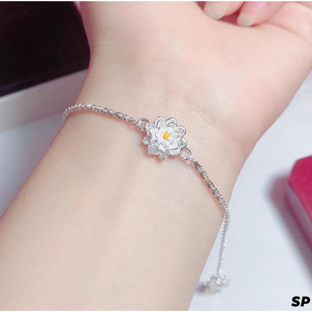 Lắc tay bạc mặt bông sen MS75