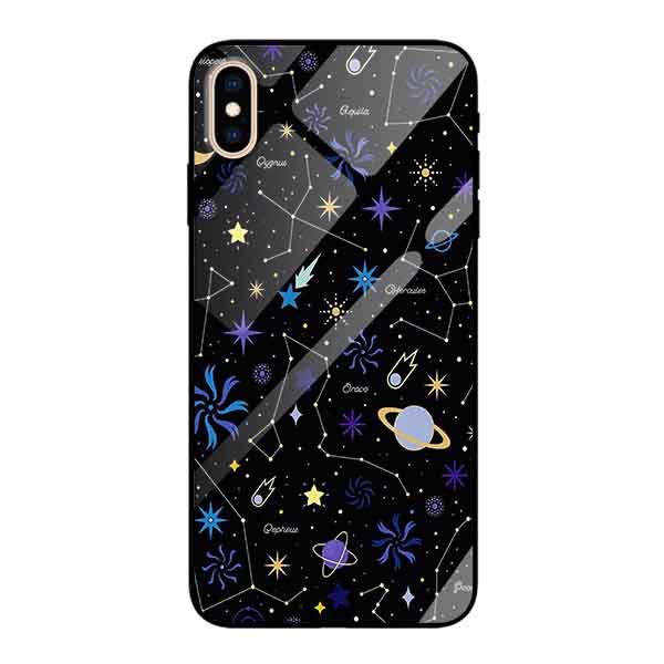 Ốp lưng kính cường lực cho iPhone Xs Max Nền Vũ Trụ Sao Xanh - Hàng Chính Hãng