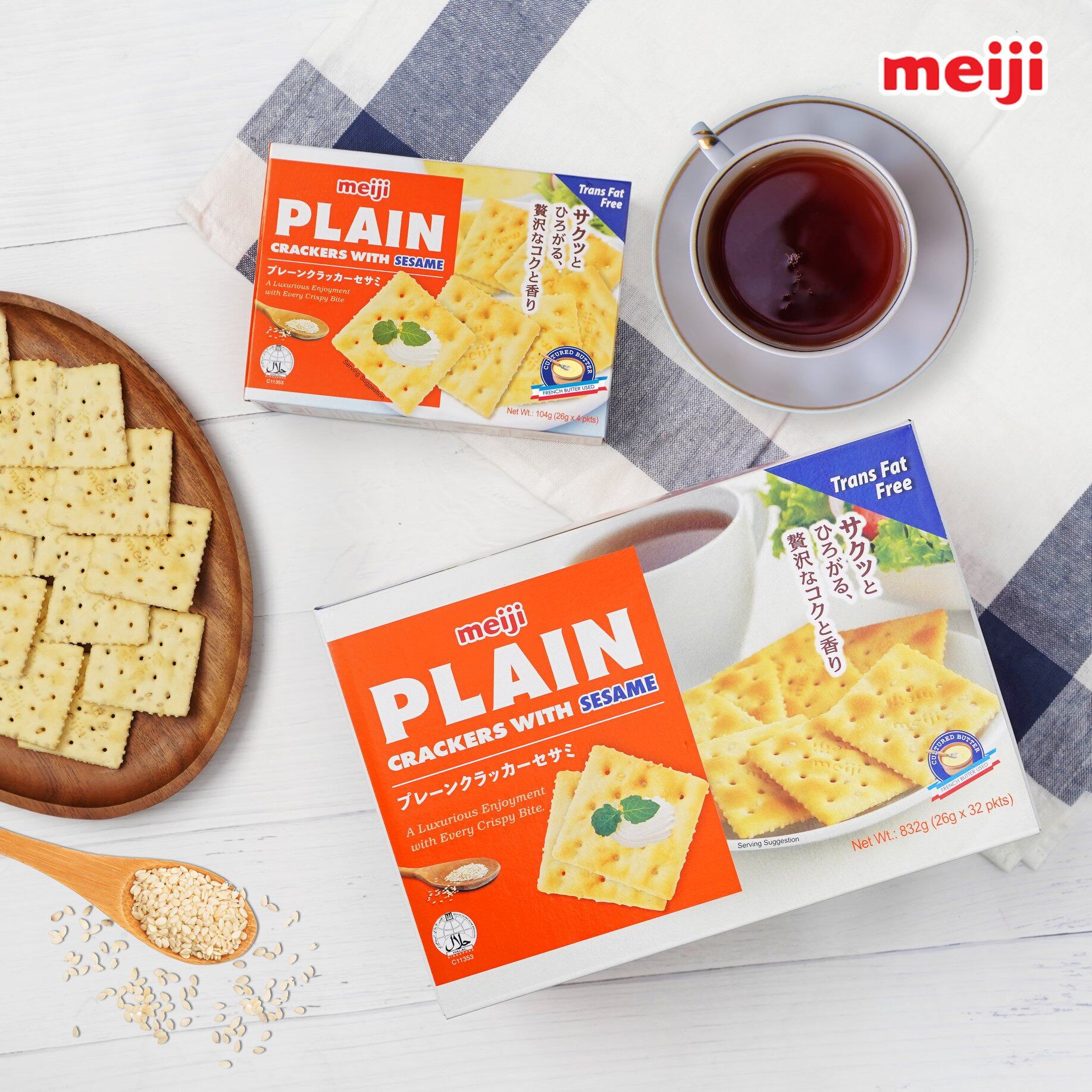 Bánh Meiji Plain Crackers With Sesame 104gr